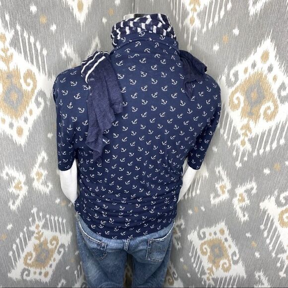 Vintage Polo Ralph Lauren 2003 Anchor-Print Polo Shirt - Navy & Off White Cotton - Picture 11 of 16